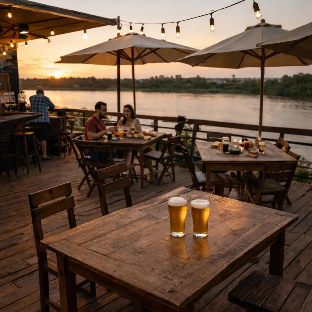 Bar frente al río. Paraná, Entre Ríos, Argentina Bares frente al río. Terraza y decks con vistas al río Paraná, para disfrutar de picadas, tragos y cerveza artesanal.