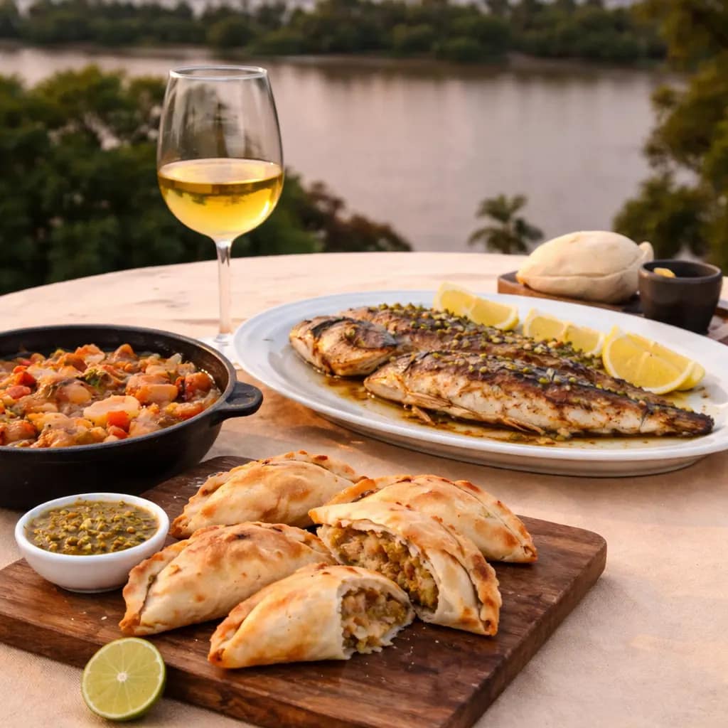 Gastronomia entreriana con pescado de río Platos típicos con pescado de río. Sabores insignes de Paraná, Entre Ríos, Argentina.