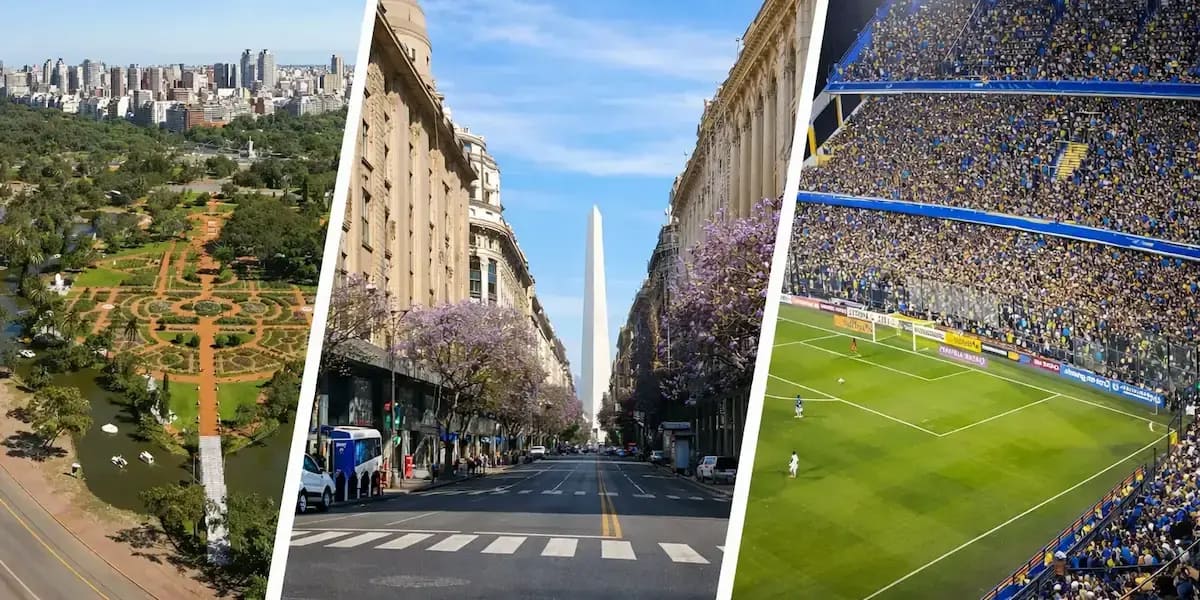 Qué hacer en Buenos Aires en 3 días
 (itinerario completo). Collage de lugares emblemáticos de la ciudad, imperdibles para turistas y locales