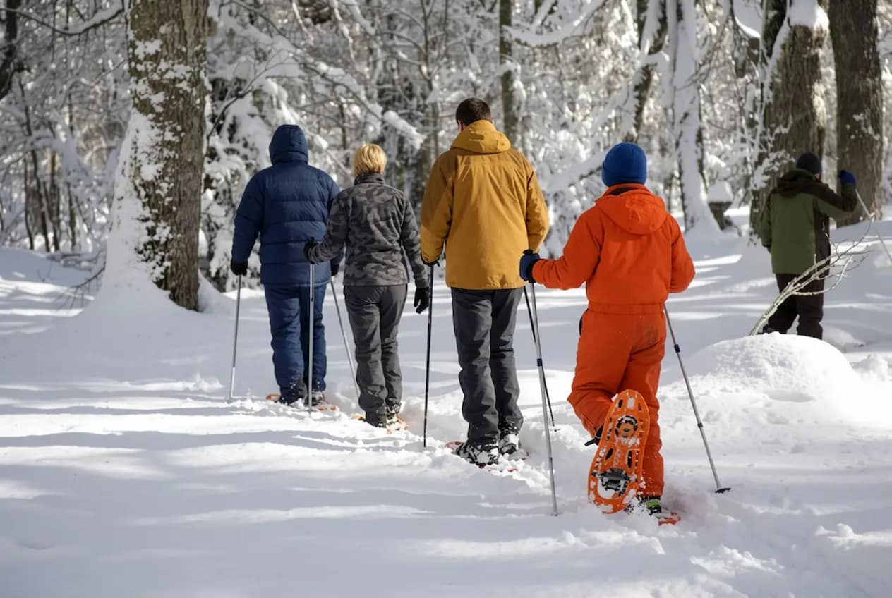 Paseo con raquetas sobre la nieve de Chapelco. San Martín de los Andes. Paseo con raquetas sobre la nieve de Chapelco, San Martín de los Andes. Disfrutando de la montaña en invierno.