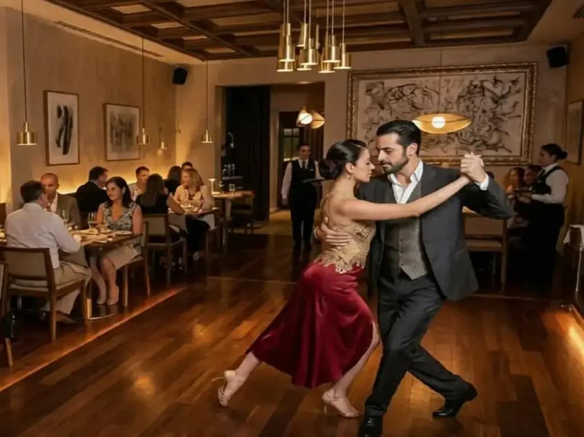 Shows de tango con cena en Buenos Aires Los shows profesionales de tango más destacados en Buenos Aires se distinguen por ofrecer cenas de calidad superior, bailarines de élite y orquestas en vivo.